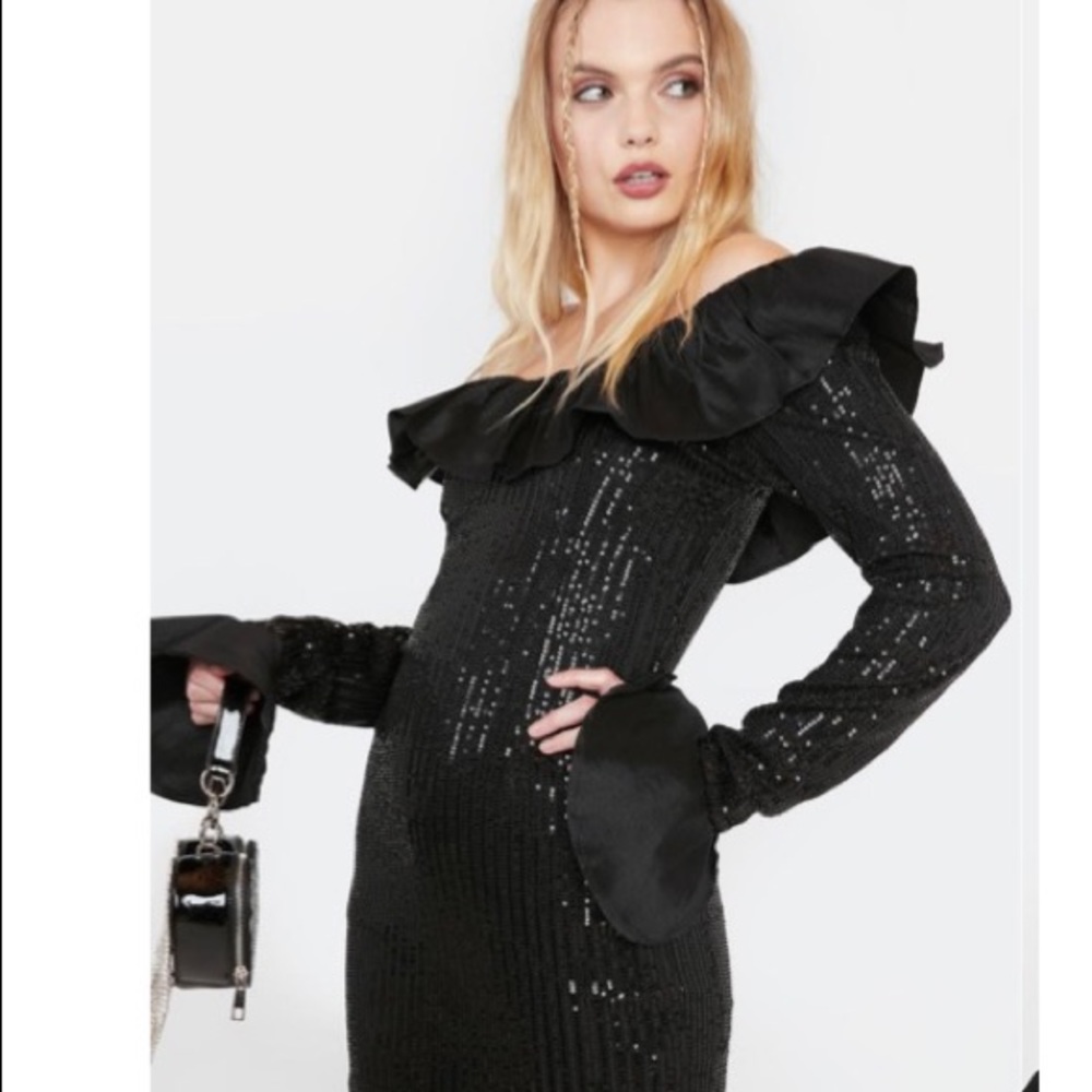 BNWT Ruffle Sequin Mini Dress - Picture 2 of 4
